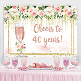 Beifall Zu 40 Jahre Rosa Weiss Blumen Geburtstag Hintergrund